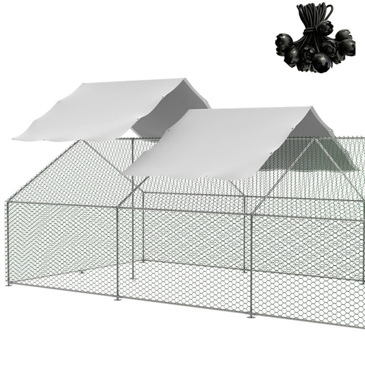 LZBEITEM Outdoor Metal Chicken Coop Cover with 44 pcs Ball bungees Cords