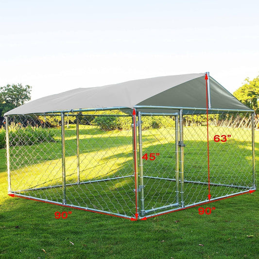 Grepatio Outdoor Dog Kennel Large Dog Playpen Dog Cage Outside Dog Fence for Backyard Dog Run with Waterproof Cover