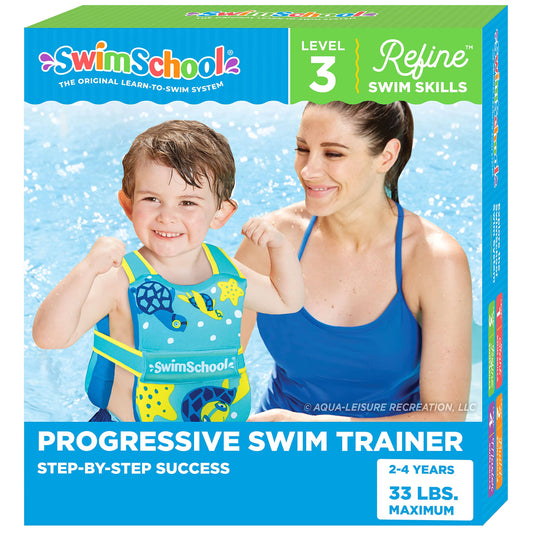 SwimSchool TOT Swim Trainer Vests for Toddlers Ages 2-4 – Boys/Girls – Multiple Colors/Styles – Learn to Swim Pool Floaties